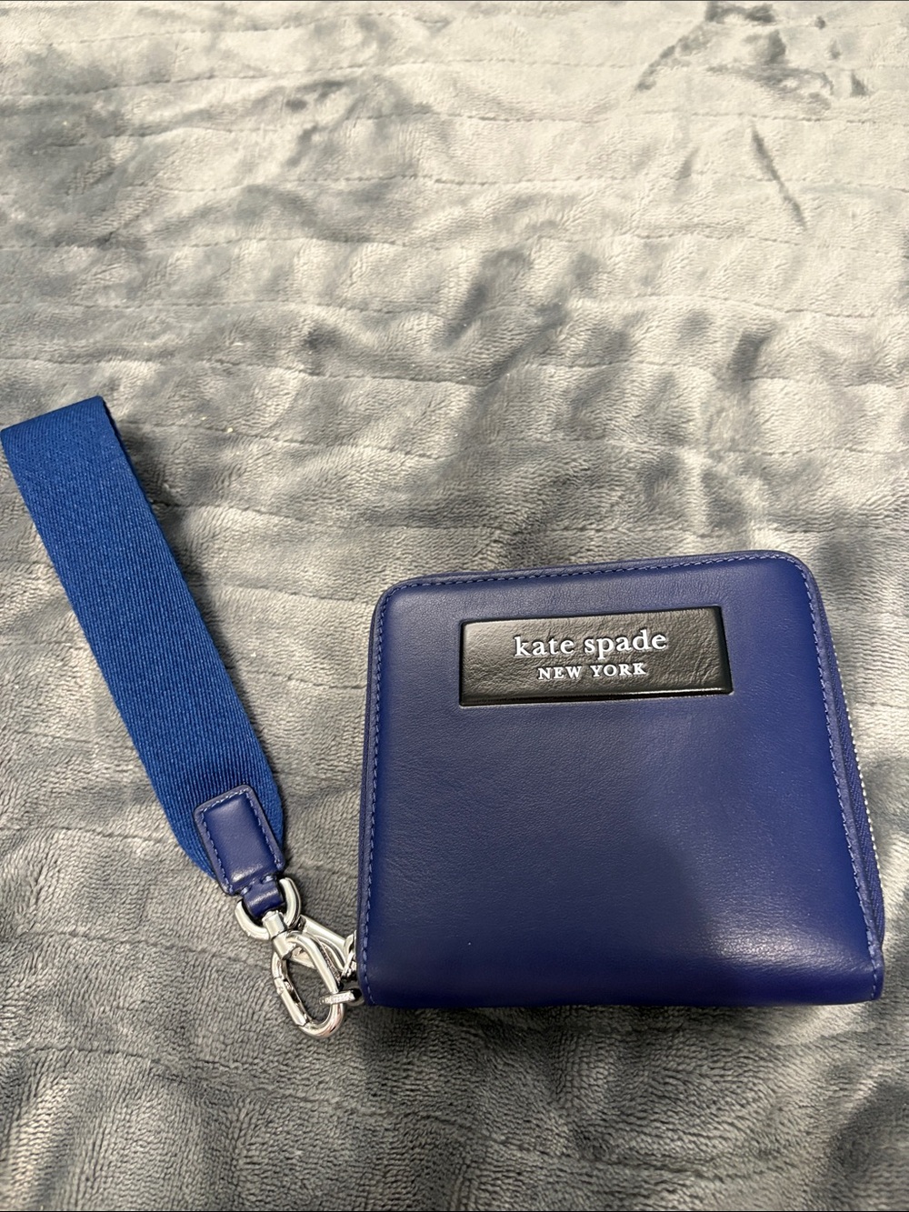 kate spade Blue Leather Square Wristlet Wallet